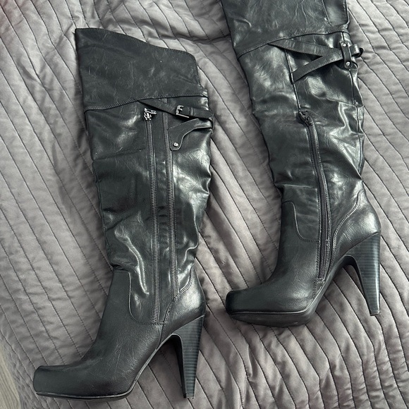 G by Guess Sleek Black Over the Knee Boots